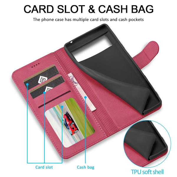LC.IMEEKE Wallet Stand Etui til Google Pixel 8a Pink