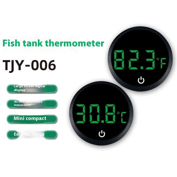 Digital akvarietermometer LED-display akvarium hög precisionstemperaturmätare Svart