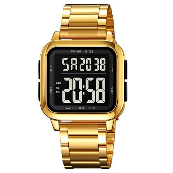 SKMEI Digital Elektronisk Armbandsklocka Klocka Stålrem Fyrkantig - Guld Guld