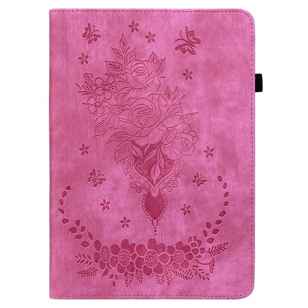 Til Samsung Galaxy Tab A11+ Etui Beskyttelse Med Roseblomst Prægning - Rose Dark pink