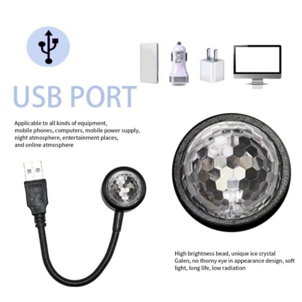 USB Lampa bil sovrum tak Projektor DiskoKula Romantisk Dekor multifärg