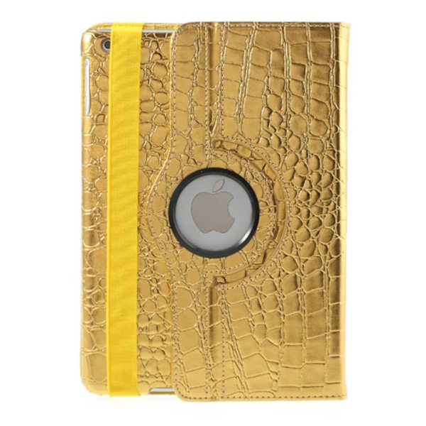 Fodral iPad Air / iPad 9.7 2017 & 2018 360 rotation Krokodil Guld Guld