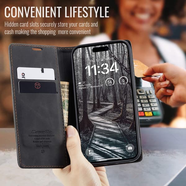 CASEME Retro lompakkokotelo iPhone 17 Pro Black