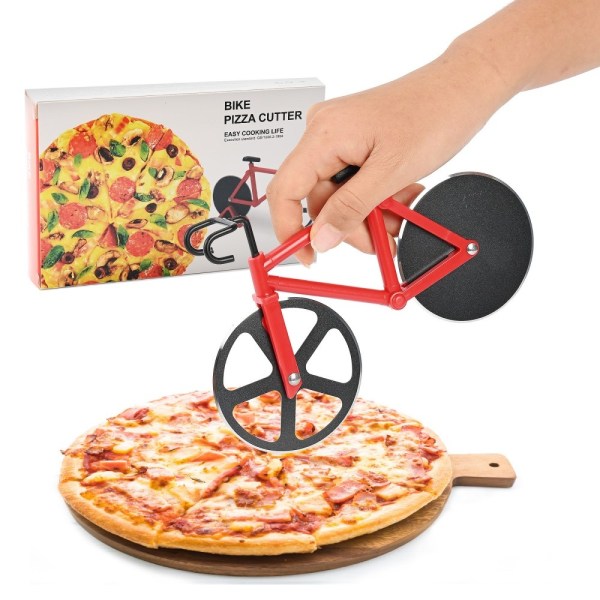 Stainless Steel Bike Shape Pizza Cutter Kitchen Tool - White White