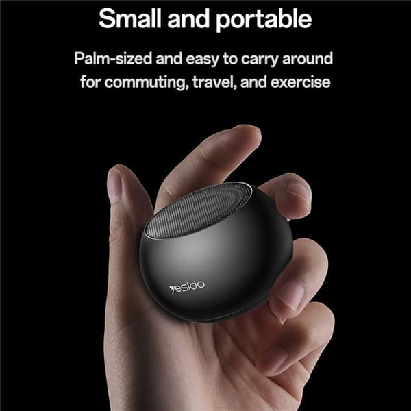 YESIDO Bærbar TWS Bluetooth-høyttaler Aluminiumslegering Mini Trådløs Lydenhet Black