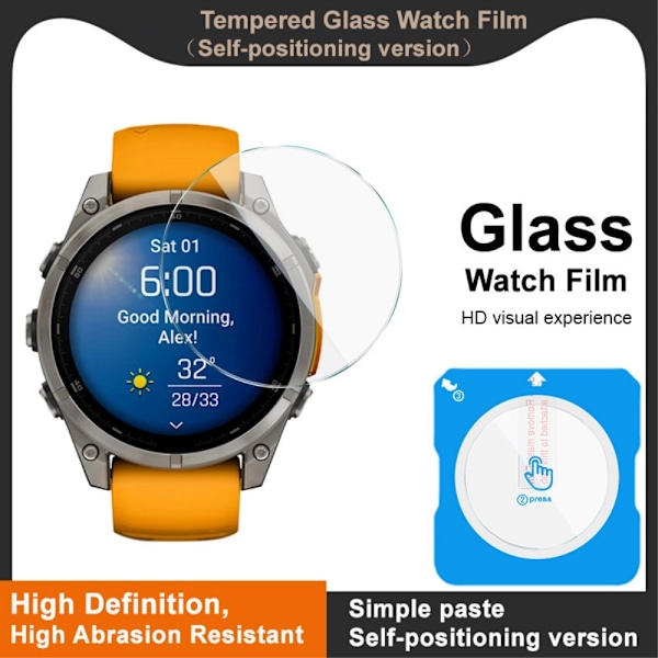 IMAK Til Garmin Fenix 8 47mm Hærdet Glas Skærmbeskyttelse Transparent