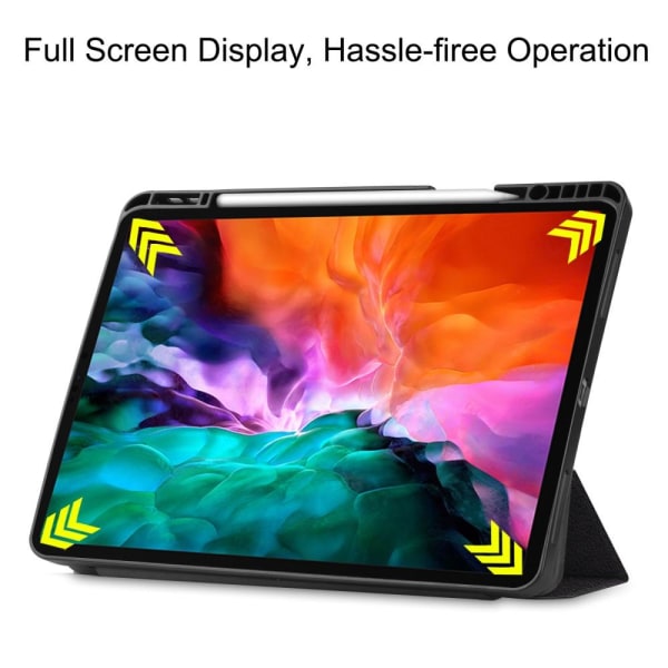 iPad 12.9" Pro 2021 Trifoldet stativ-tabletetui - rør ikke Black