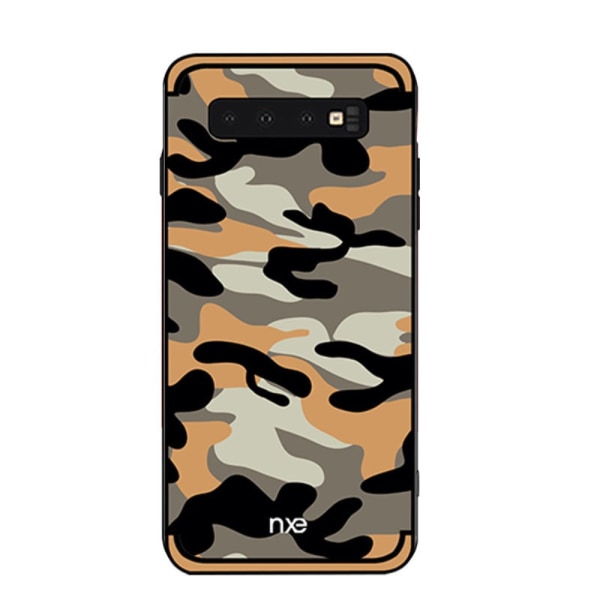 NXE Camouflage Pattern TPU Cover til Samsung Galaxy S10 - Gul Yellow