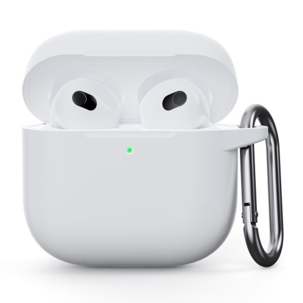 Silikonetui for AirPods 4 med integrert Bluetooth-hodetelefondeksel og krok - Hvit White