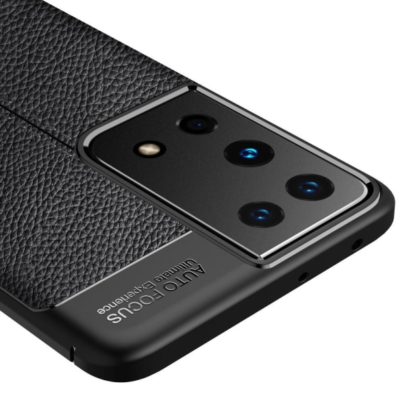 Litchi Belagt Etui Samsung Galaxy S21 Ultra - Sort Black