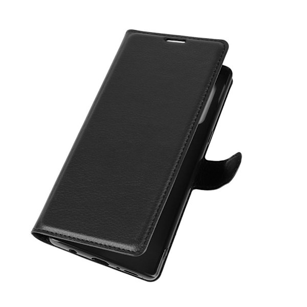 Litchi Wallet Stand Case for LG Velvet Black