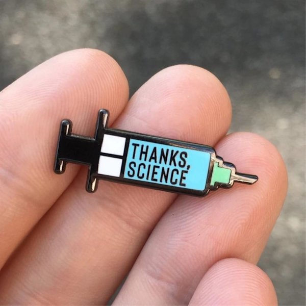 Brosch Smycke Thanks Science Vaccination Covid-19 Corona multifärg