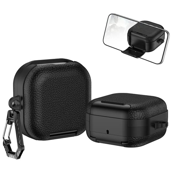 Til Samsung Galaxy Buds4 / Buds4 Pro Beskyttende Etui Dæksel Stand Lås Krog Black
