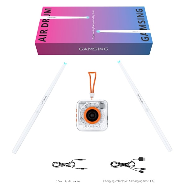 GAMSING Air Drum Set Bluetooth-kaiutintikkuilla Kannettava rumpusetti White