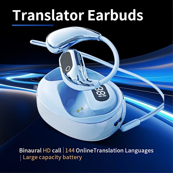 144 språk Translation Översättare Smart Translator Headset Bluetooth - Blå Blå
