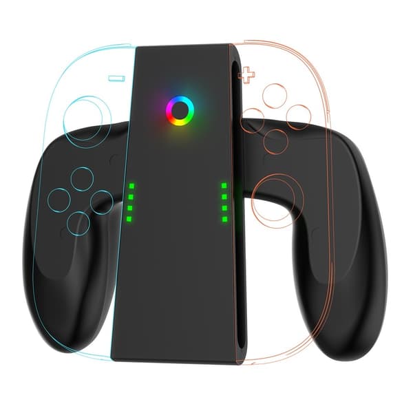 Kompatibel med Nintendo Switch 2 Joy-Con laddningsgrepp dubbel laddningsdocka Svart