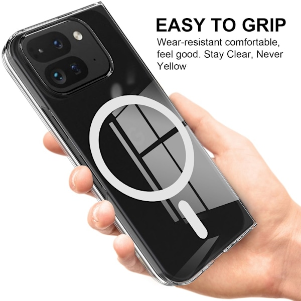 För Google Pixel 9 Pro Fold 5G Magnetiskt skla TPU + Akryl med MagSafe Transparent