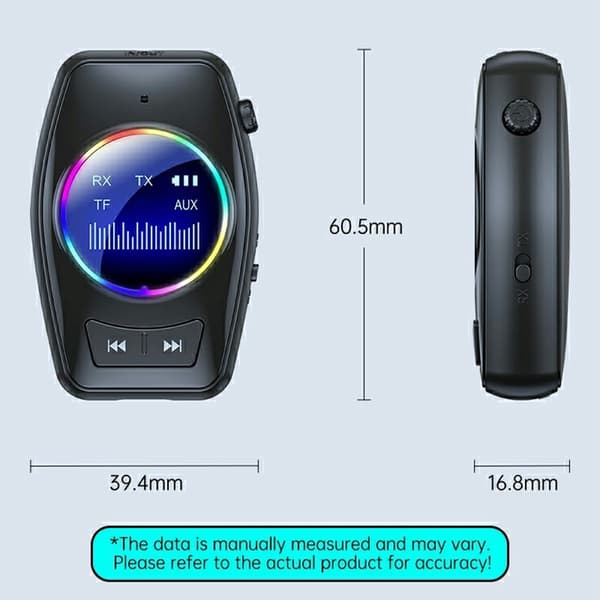 Bluetooth 5.4 lydmottaker/sender 2-i-1-adapter for trådløs lydstrømming Black