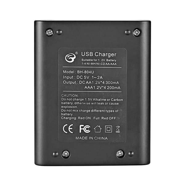Intelligent smart batteriladdare 4 platser för NI-MH/NI-CD AA AAA-batterier Svart