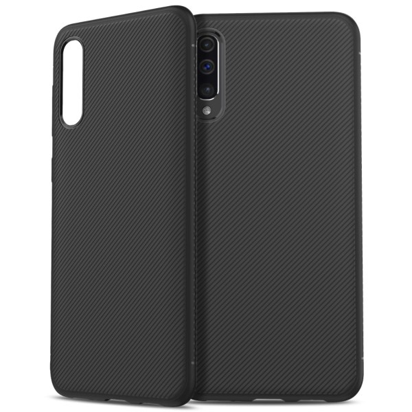 Samsung Galaxy A50 Twill Texture TPU-skal - Svart Svart