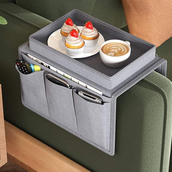 Lomme for fjernkontroller Plassbesparende oppbevaringspose for armlener til sofa Grey