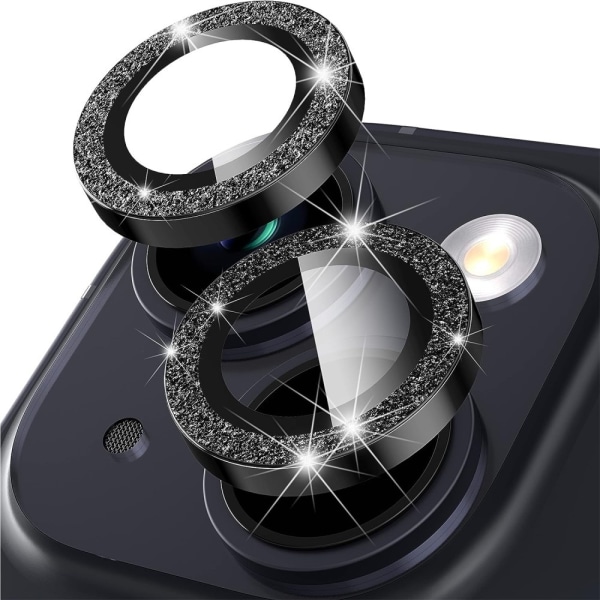 iPhone 15 / 15 Plus Ring Circle Lens -elokuvasetti Glitter Black