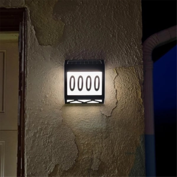 Husnummer Vandtæt Udendørs Hvidt Lys Adresseskilt Plaque Lampe Black