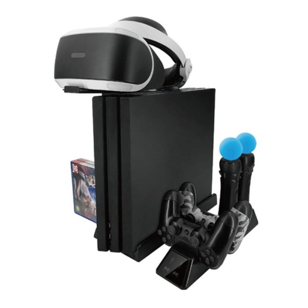Sony Playstation 4 Slim Pro VR Opladningsstativ Køleventilatorcontrolleroplader Black