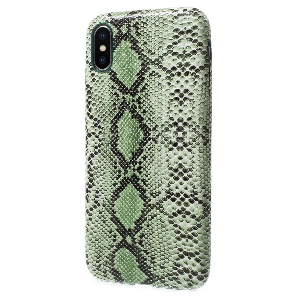 Snake Texture PU-nahkapäällysteinen mobiilikotelo iPhone X/10 5,8 tuumaa Gold