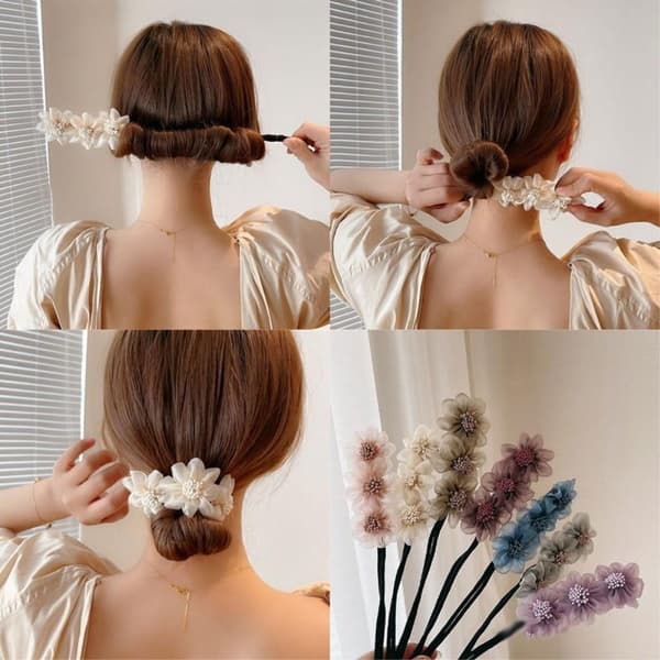 Lace Polka - dot Women Hair Bun Maker Hairstyle Making Tool Black