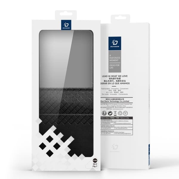 Til Samsung Galaxy Z Flip7 5G Cover DUX DUCIS Bril Series Læder + PC Telefoncover - Sort Black