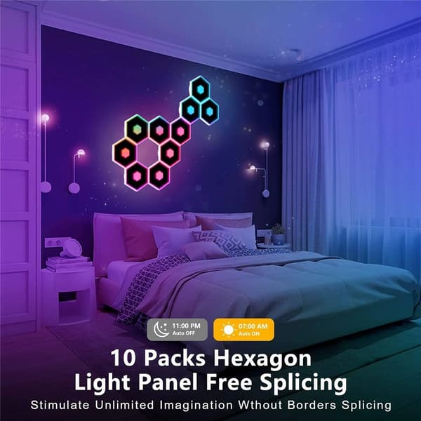 6 st WiFi Bluetooth Ljuspaneler RGB LED Vägglampor App Synkronisering Musik Svart