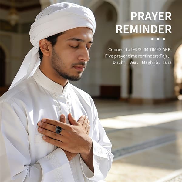 Smart Tasbih Zikr Ring vattentät digital räknare påminnelse om böneutrop (adhan) Svart
