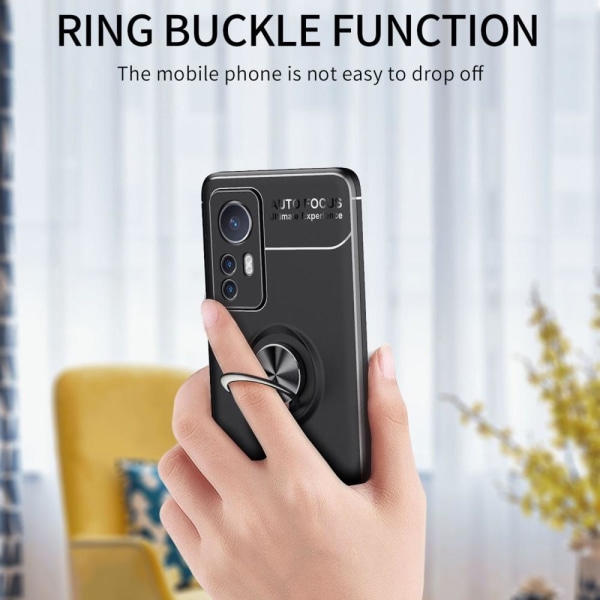 Xiaomi 12 Finger Ring Kickstand (indbygget metalplade) Taske Black