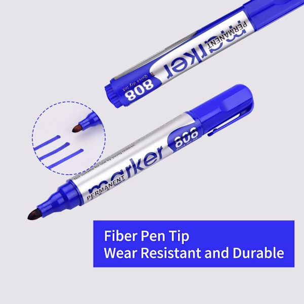 Blå Tusch Permanent Marker Oljebaserad Snabbtorkande Marker Pen Skola Kontor Blå