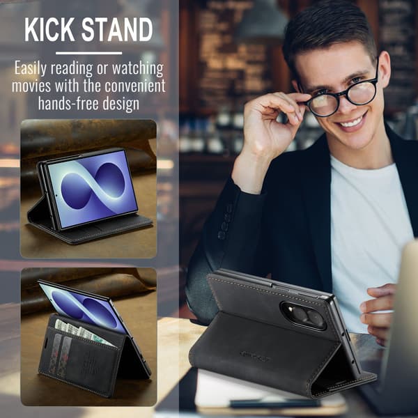 CASEME Telefonlommebokdeksel med støtteben til Samsung Galaxy Z Fold8 Black