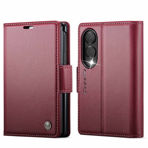 CASEME Glansigt telefonplånboksfodral till Samsung Galaxy Z Fold8 Röd