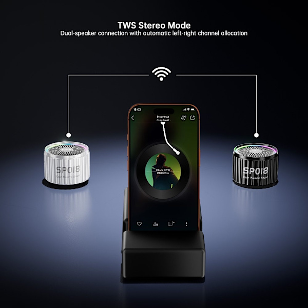 XUNDD Mini Trådlös Högtalare Bluetooth V5.4 TWS Stereoljudlåda Stöder TF-kort Svart