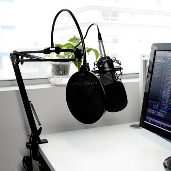 Studio Live Streaming Broadcasting Inspelning Mikrofon Youtube Svart