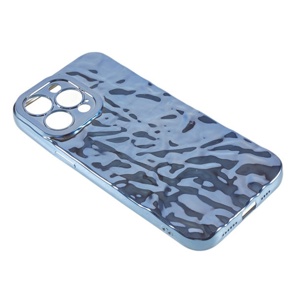 Til iPhone 15 Pro Max TPU-deksel Elektrobelagt Rynket - Blå Blue