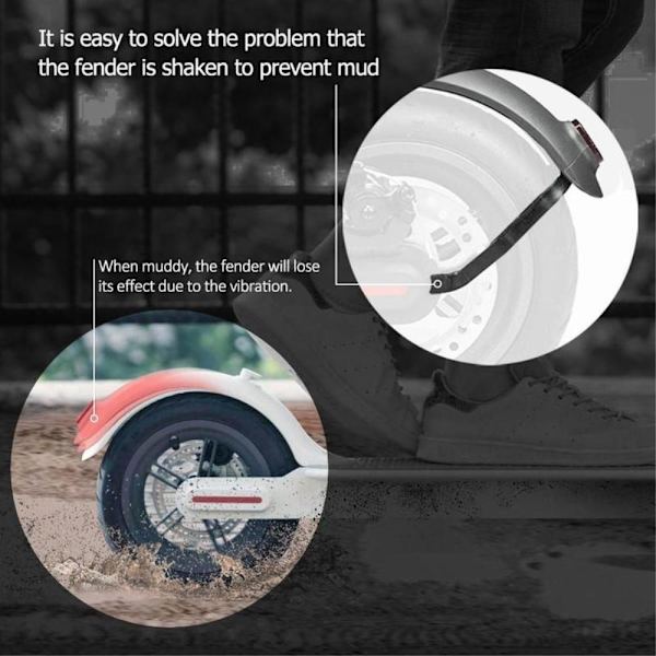 Xiaomi Mijia M365 / M365 Pro Stödfäste Paket Bakskärm Mudguard - Vit Vit