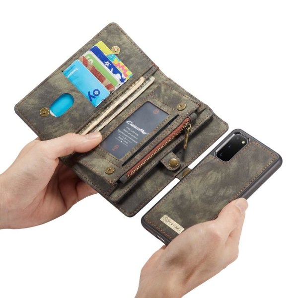 CASEME Samsung Galaxy S20 Retro läder plånboksfodral - Grå grå