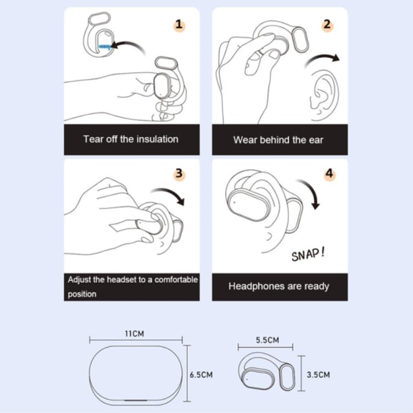 Bluetooth 5.3 hörlurar Bone Conduction Trådlösa hörlurar digital Svart