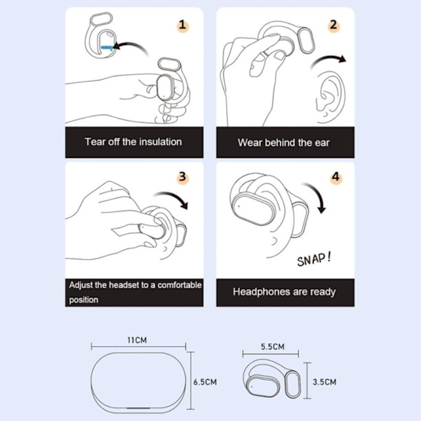 Bluetooth 5.3 -kuulokkeet Bone Conduction langattomat kuulokkeet Black