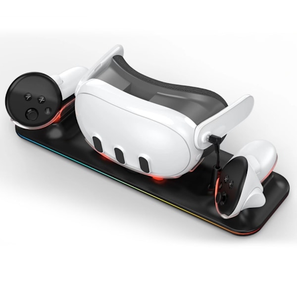 Laderstasjon for Meta Quest 3 VR-headset og kontrollerladedokk Black