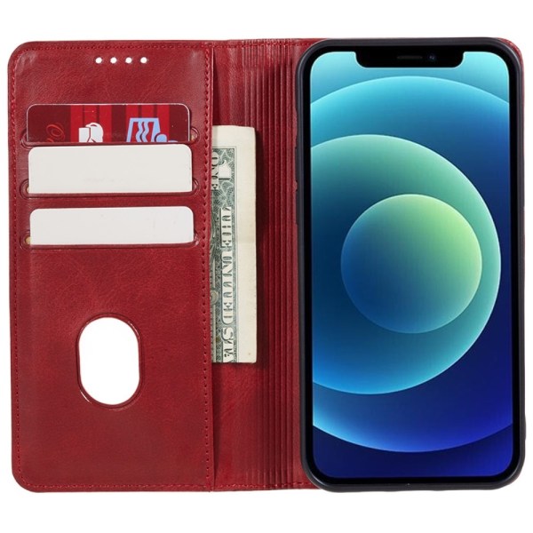 Wallet Stand Phone Case for iPhone 15 Plus Cell Cover - Red Red