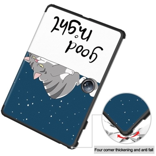 For OnePlus Pad 2 Tri-fold Stativ Våkne / Sove Deksel Tablettveske - Katt Multicolor
