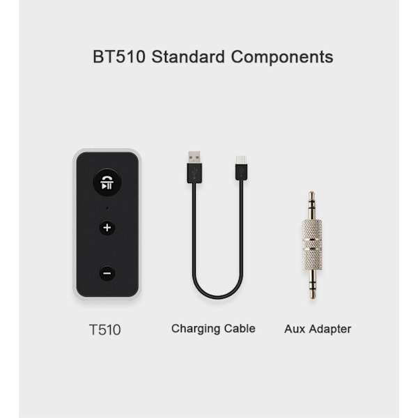 Trådløs Bluetooth 5.0 Stereo Audio Musikkmottaker Black