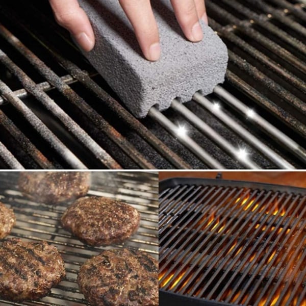 Rengøringsblok til grillgrillskrubning af sten BBQ Murstenrenser Grey