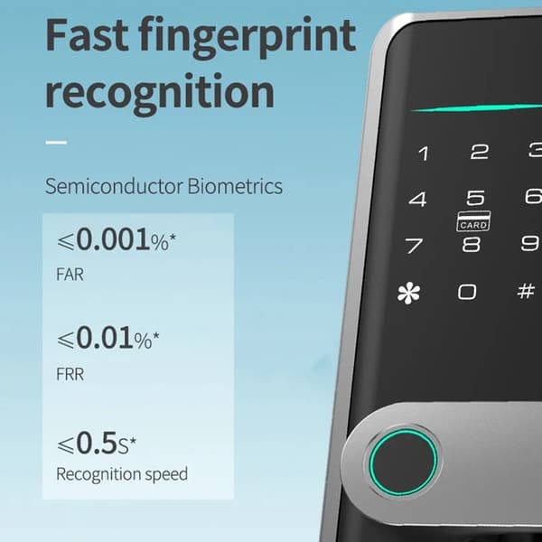 A1 Tuya WiFi Fingeravtryck Smart Dörrlås Dynamiska lösenord NFC Elektroniskt Lås Silver
